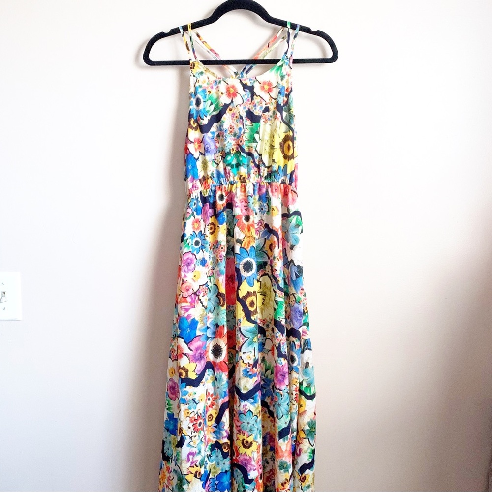 West 36th• artsy colorful floral print maxi dress